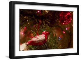 Christmas tree ornaments. Vintage glass bird.-Savanah Stewart-Framed Photographic Print