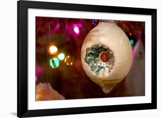 Christmas tree ornaments. Vintage glass ornament.-Savanah Stewart-Framed Photographic Print