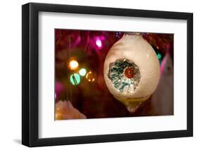 Christmas tree ornaments. Vintage glass ornament.-Savanah Stewart-Framed Photographic Print