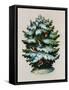 Christmas Tree, Robins and Holly, Postcard-null-Framed Stretched Canvas