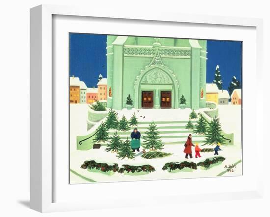 Christmas Tree Selling, 1988-Magdolna Ban-Framed Giclee Print