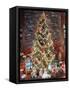 CHRISTMAS TREE WITH DECORATIONS GARLAND LIGHTS TOYS AND PRESENTS UNDER TREE-Panoramic Images-Framed Stretched Canvas