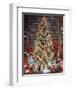 CHRISTMAS TREE WITH DECORATIONS GARLAND LIGHTS TOYS AND PRESENTS UNDER TREE-Panoramic Images-Framed Photographic Print