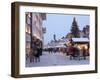 Christmas Tree With Stalls and People at Marktstrasse in the Spa Town of Bad Tolz, Bavaria-Richard Nebesky-Framed Photographic Print