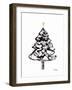 Christmas Tree with Sumi Ink and Gold Cross, C.2021 (Sumi Ink and Watercolor on Paper)-Janel Bragg-Framed Giclee Print