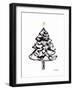 Christmas Tree with Sumi Ink and Gold Cross, C.2021 (Sumi Ink and Watercolor on Paper)-Janel Bragg-Framed Giclee Print