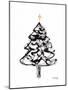 Christmas Tree with Sumi Ink and Gold Cross, C.2021 (Sumi Ink and Watercolor on Paper)-Janel Bragg-Mounted Giclee Print