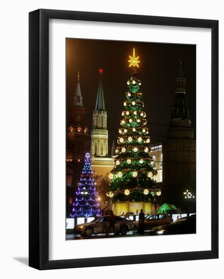 Christmas Trees Rise Just Outside the Moscow Kremlin-null-Framed Photographic Print