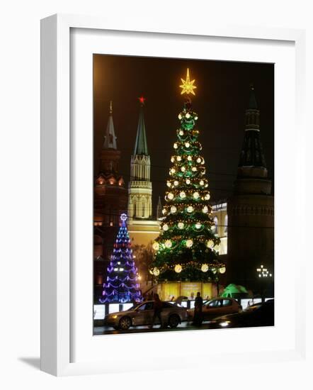 Christmas Trees Rise Just Outside the Moscow Kremlin-null-Framed Photographic Print