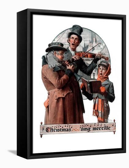 "Christmas Trio" or "Sing Merrille", December 8,1923-Norman Rockwell-Framed Stretched Canvas