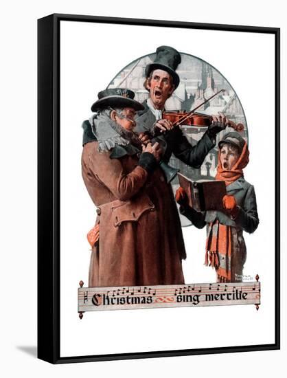 "Christmas Trio" or "Sing Merrille", December 8,1923-Norman Rockwell-Framed Stretched Canvas