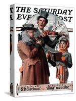"Christmas Trio" or "Sing Merrille" Saturday Evening Post Cover, December 8,1923-Norman Rockwell-Stretched Canvas