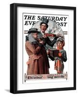 "Christmas Trio" or "Sing Merrille" Saturday Evening Post Cover, December 8,1923-Norman Rockwell-Framed Giclee Print