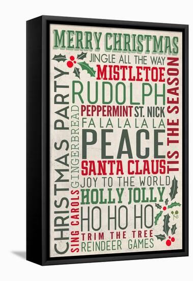 Christmas Typography-Lantern Press-Framed Stretched Canvas
