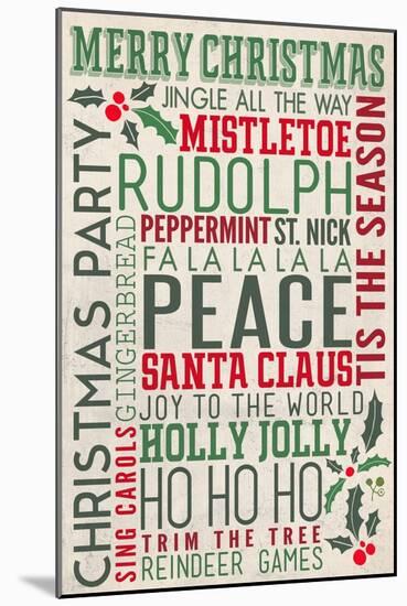 Christmas Typography-Lantern Press-Mounted Art Print