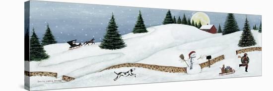 Christmas Valley Snowman-David Carter Brown-Stretched Canvas