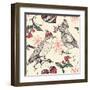 Christmas Vector Seamless Pattern with Fantasy Birds and Holly Berries-Anna Paff-Framed Art Print