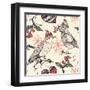 Christmas Vector Seamless Pattern with Fantasy Birds and Holly Berries-Anna Paff-Framed Art Print