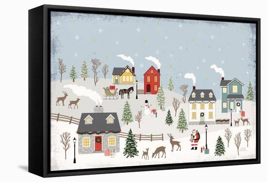 Christmas Village II Day-Laura Marshall-Framed Stretched Canvas