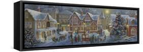 Christmas Village Panoramic-Nicky Boehme-Framed Stretched Canvas