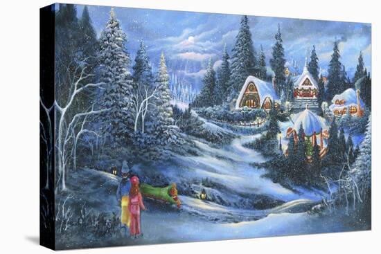 Christmas Village-Bonnie B Cook-Stretched Canvas