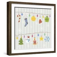 Christmas with Decorations with Gray Background-null-Framed Giclee Print