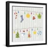 Christmas with Decorations with Gray Background-null-Framed Giclee Print