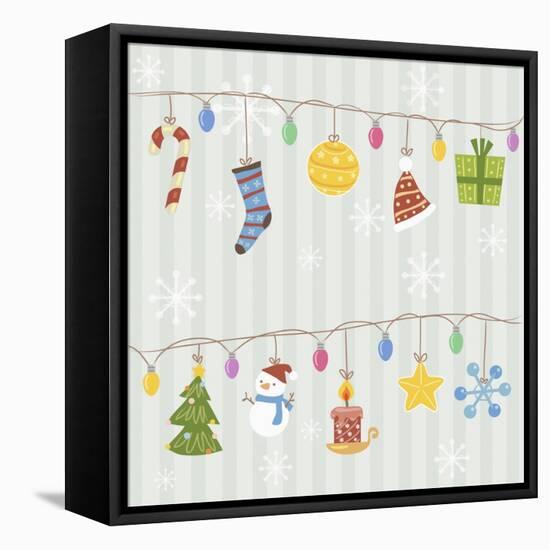 Christmas with Decorations with Gray Background-null-Framed Stretched Canvas