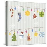 Christmas with Decorations with Gray Background-null-Stretched Canvas