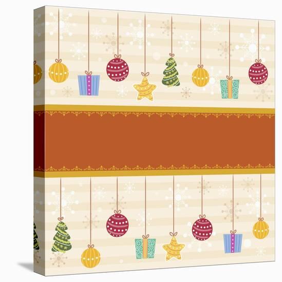 Christmas with Orange Line and Decorations-null-Stretched Canvas