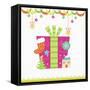 Christmas with Pink Gift Box and Decorations-null-Framed Stretched Canvas