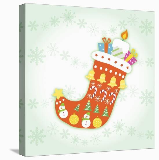 Christmas with Red Sock and Decorations-null-Stretched Canvas