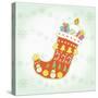 Christmas with Red Sock and Decorations-null-Stretched Canvas