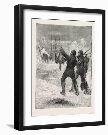 Christmas with the Arctic Expedition, 1876, Fresh Meat for Dinner-null-Framed Giclee Print