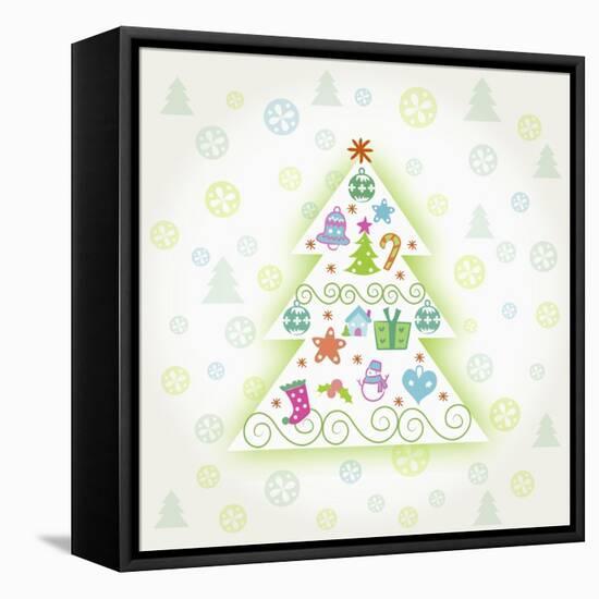 Christmas with Tree and Decorations-null-Framed Stretched Canvas