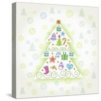 Christmas with Tree and Decorations-null-Stretched Canvas