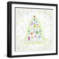 Christmas with Tree and Decorations-null-Framed Giclee Print