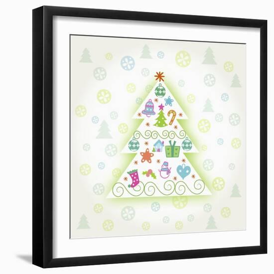 Christmas with Tree and Decorations-null-Framed Giclee Print