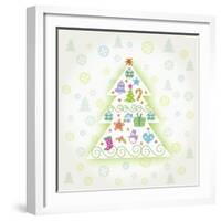 Christmas with Tree and Decorations-null-Framed Giclee Print