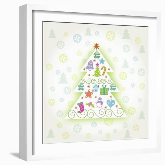 Christmas with Tree and Decorations-null-Framed Giclee Print