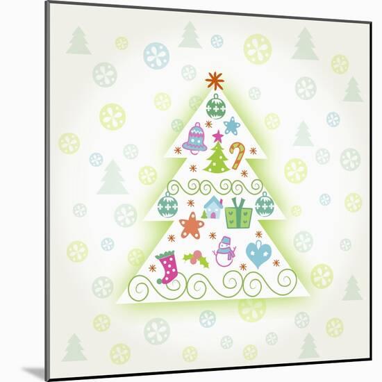 Christmas with Tree and Decorations-null-Mounted Giclee Print