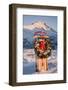 Christmas Wreath Hangs On A Flexible Flyer Sled Propped In A Snowbank In Chugach State Park, Alaska-Design Pics-Framed Photographic Print