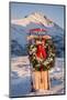 Christmas Wreath Hangs On A Flexible Flyer Sled Propped In A Snowbank In Chugach State Park, Alaska-Design Pics-Mounted Photographic Print