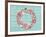 Christmas Wreath with Red and White Stylized Nordic Christmas Decorations on Blue Painted Wooden Bo-SMSka-Framed Art Print