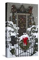 Christmas wreaths and a rare holiday snow, Huntsville, Alabama-William Sutton-Stretched Canvas
