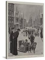 Christmastide in Belgium, a Winter Scene at Bruges-Robert Barnes-Stretched Canvas
