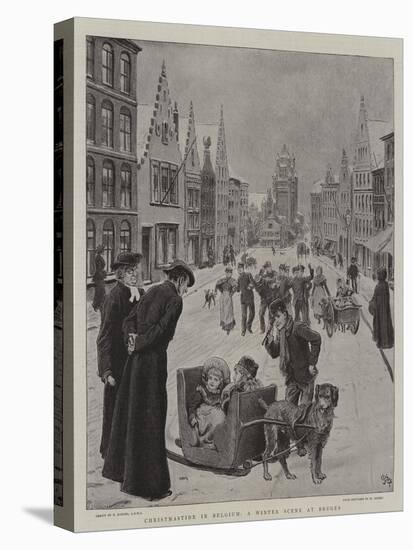 Christmastide in Belgium, a Winter Scene at Bruges-Robert Barnes-Stretched Canvas