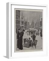 Christmastide in Belgium, a Winter Scene at Bruges-Robert Barnes-Framed Giclee Print