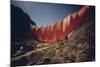 Christo's 400 Meter Six-Ton Orange Curtain across Rifle Gap in Colorado, Aug. 1972-null-Mounted Photo