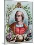 Christopher Columbus (1451-1506). Engraving. Colored.-Tarker-Mounted Giclee Print